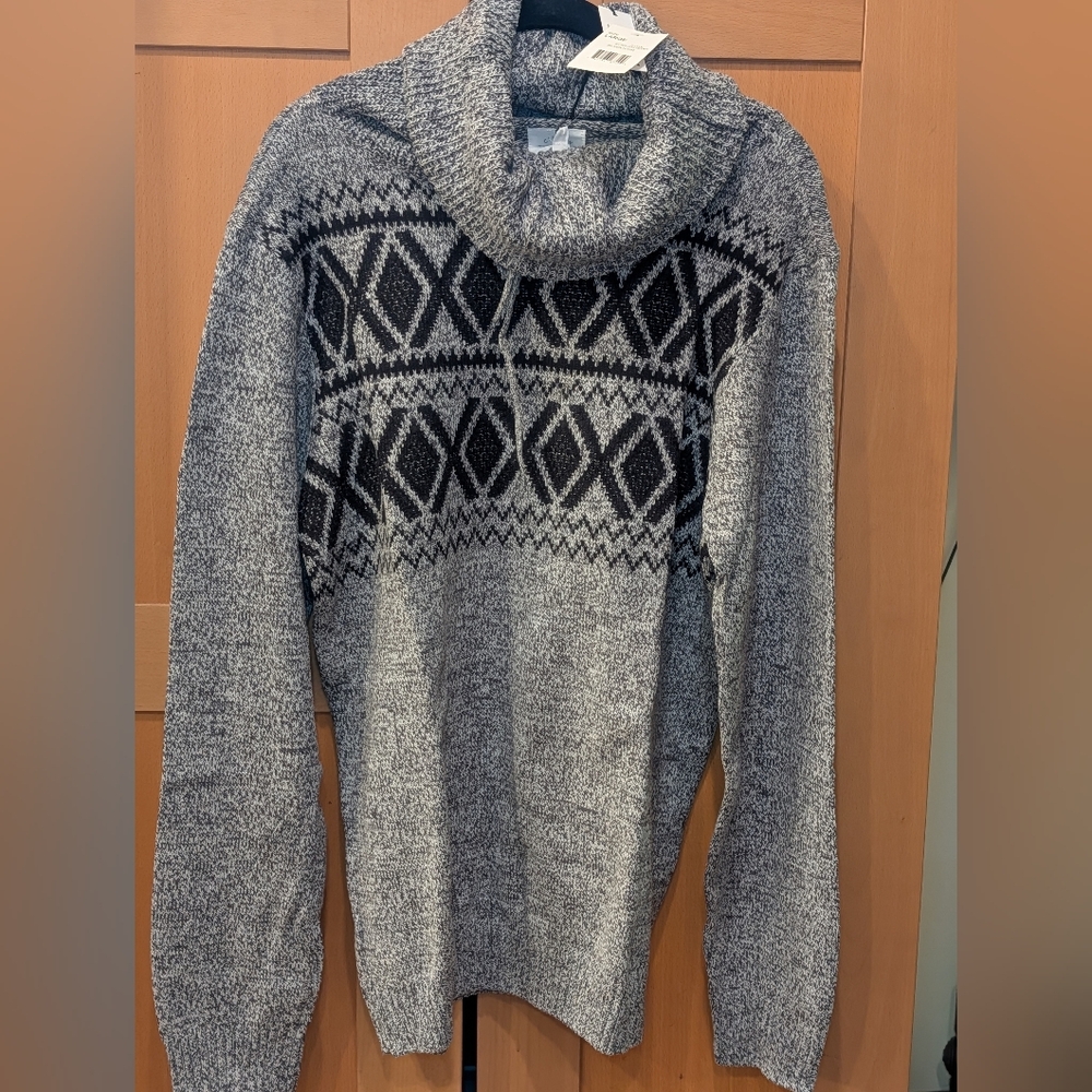 Citizen Wolf Cowl Neck Sweater Argyle Design NWT - Picture 1 of 7